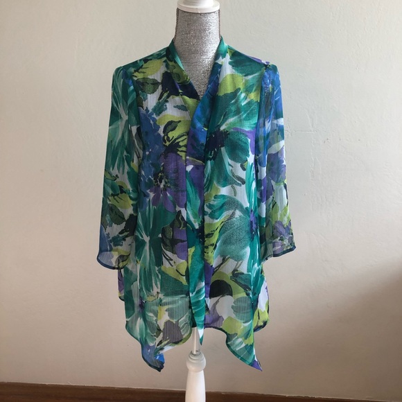 Sweaters | Slinky Brand Floral Sheer 